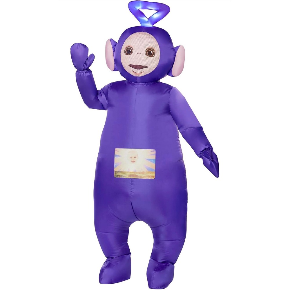 Teletubbies Tinky Winky Inflatable Costume Adult Purple Light Up Antenna Spirit